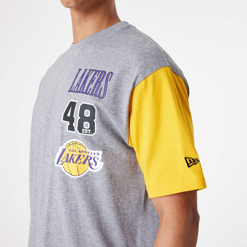 New era 60357086 NBA Cut And Sew Los Angeles Lakers Short Sleeve T-Shirt  Purple